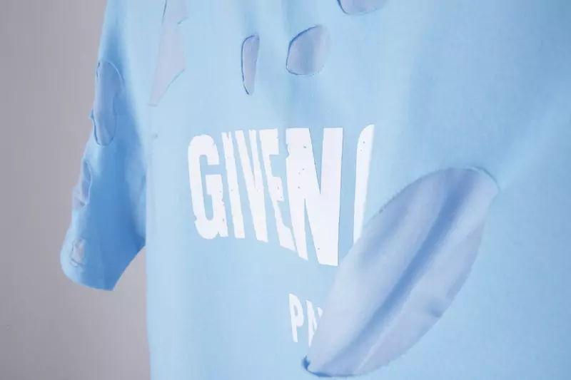 givenchy t-shirt paris logo blue big hole